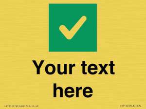 Custom plain background, green square with tick sign